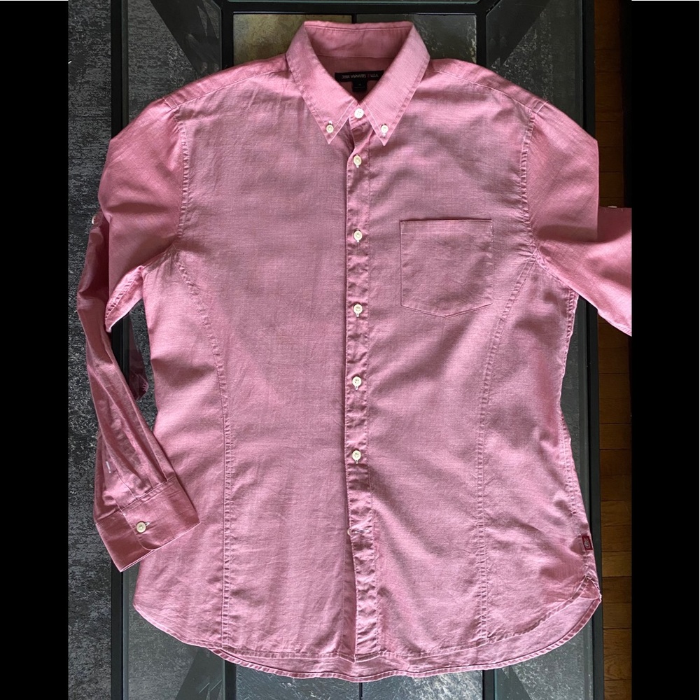 John Varvatos Shirt Pink Cotton Slim Fit Medium